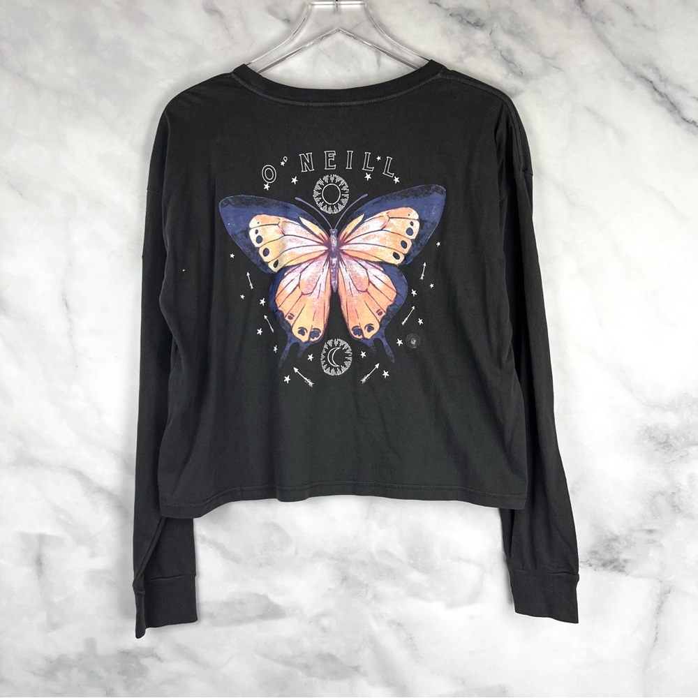NWT O’Neill Magic Butterfly Celestial Cropped Long Sleeve Crewneck Tee T-Shirt S